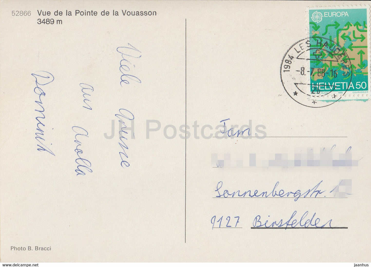 Vue de la Pointe de la Vouasson 3489 m - 52866 - 1988 - Switzerland - used