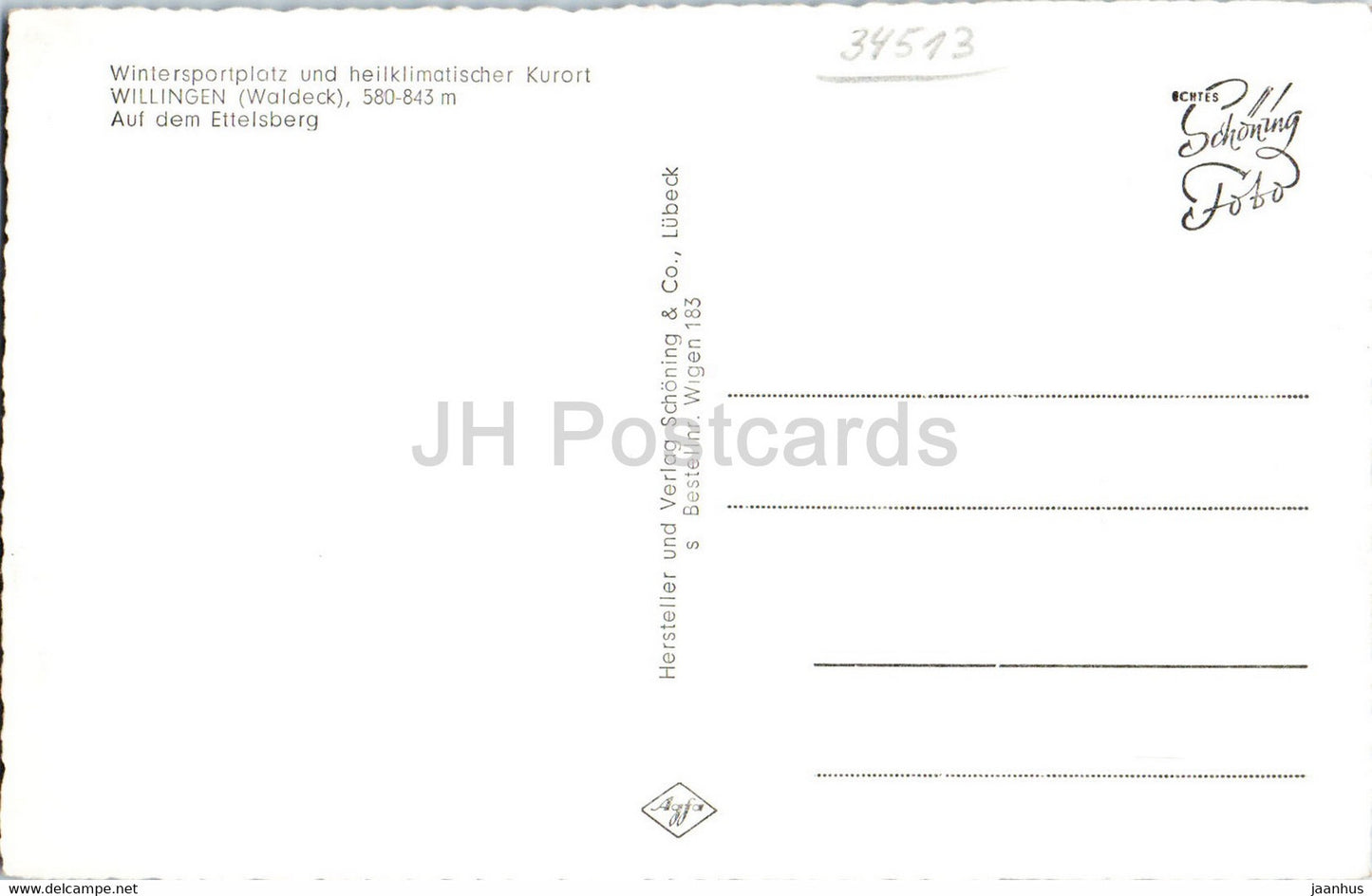 Willingen - Waldeck - Auf dem Ettelsberg - ski sport - old postcard - Germany - unused