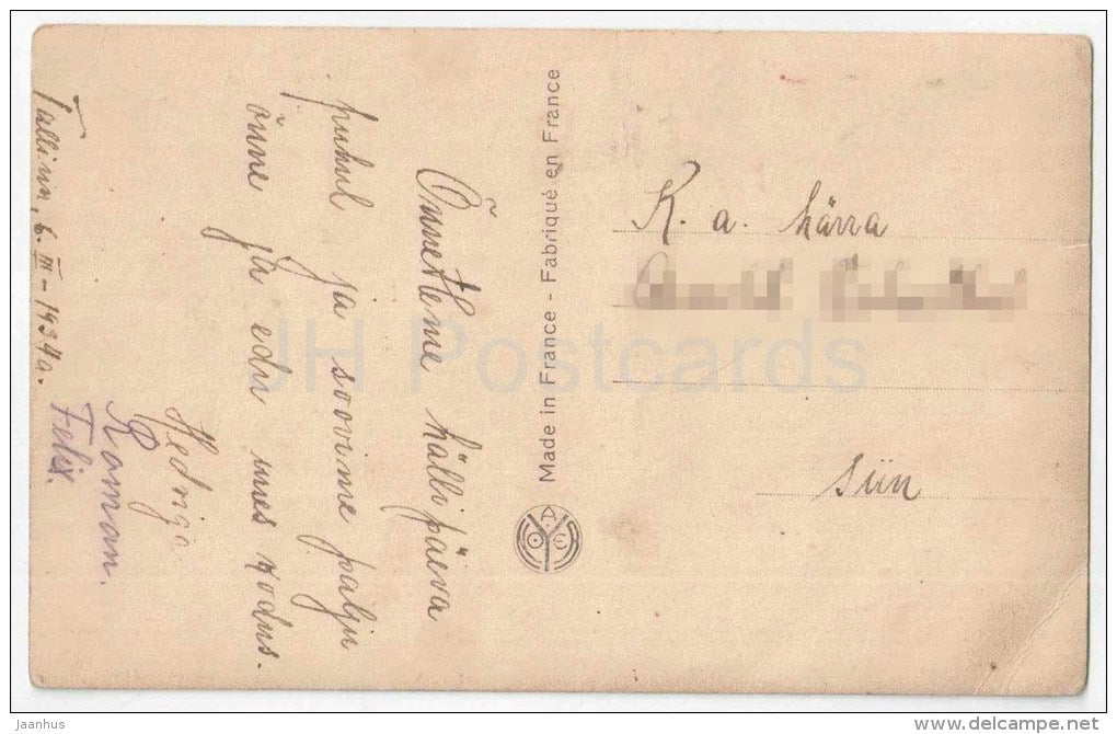 woman - harp - NOYER 4486 - circulated in Estonia 1934 - JH Postcards