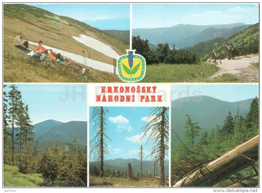 Krkonose National Park - Snezka mountain - Kotel - space stamp - Sojuz 28 - Czechoslovakia - Czech - used 1979 - JH Postcards