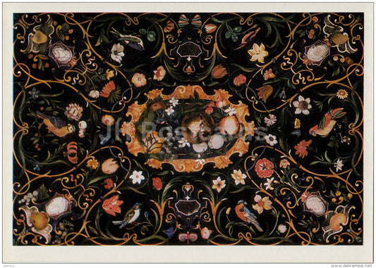 Table-top - Dish with Fruit - Florentine Mosaic - Italian art - 1974 - Russia USSR - unused - JH Postcards