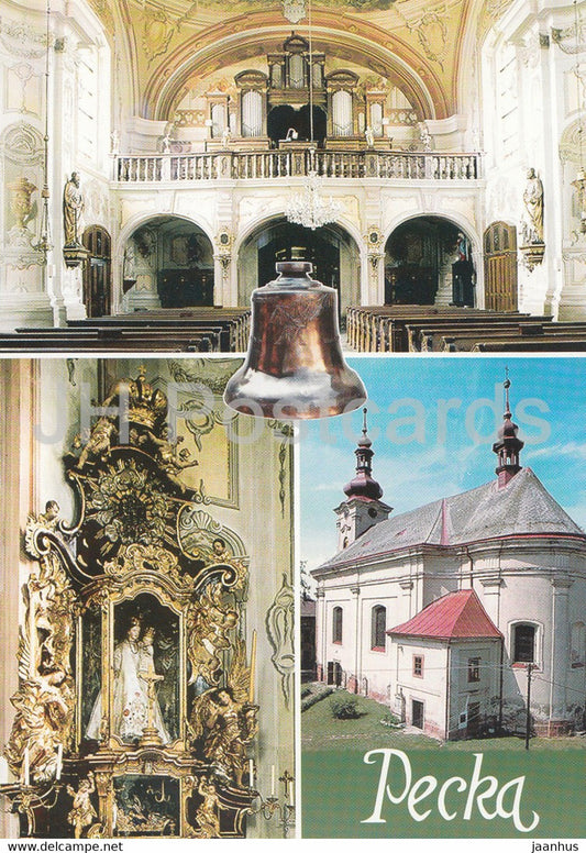 Pecka - Barokni kostel Sv Batolomeje - St Bartholomew church - interior - church bell  - 2000 - Czech Republic - used - JH Postcards