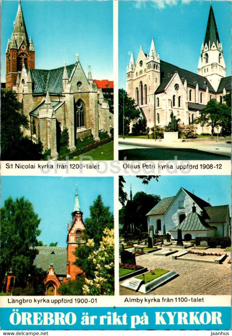 Orebro - Kyrka - church - multiview - 1257 - Sweden - unused - JH Postcards
