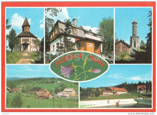 pool - church - architecture - Jizerske Hory - Prichovice - Korenov - Czechoslovakia - Czech - used - JH Postcards