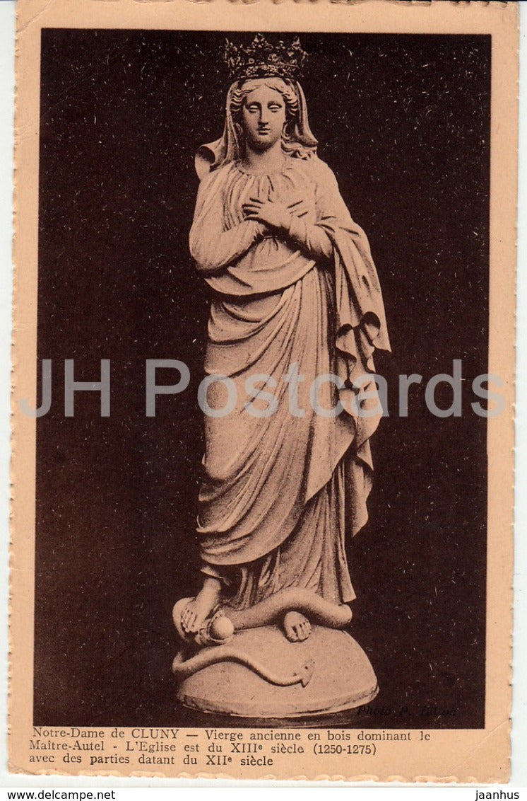 Notre dame de Cluny - sculpture - art - old postcard - France - unused - JH Postcards