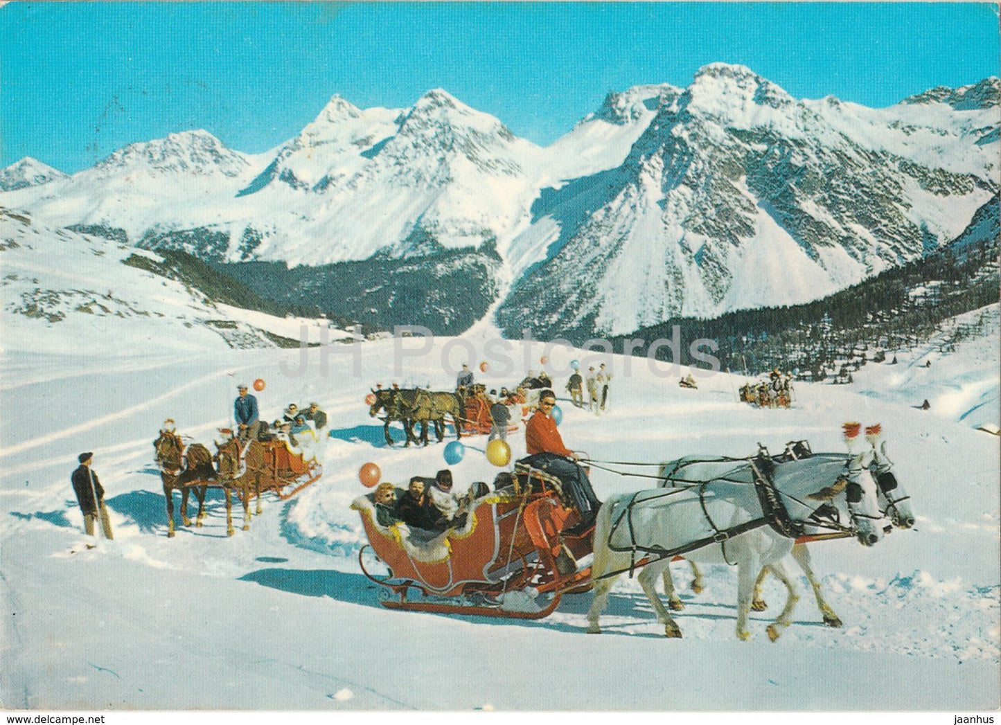 Schlittenpartie - horse sledge - 1981 - Switzerland - used - JH Postcards