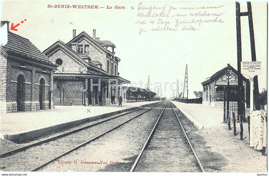 St Denis Westrem - La Gare - railway station - Courtrai-Lille - Feldpost - old postcard - 1915 - Belgium - used - JH Postcards