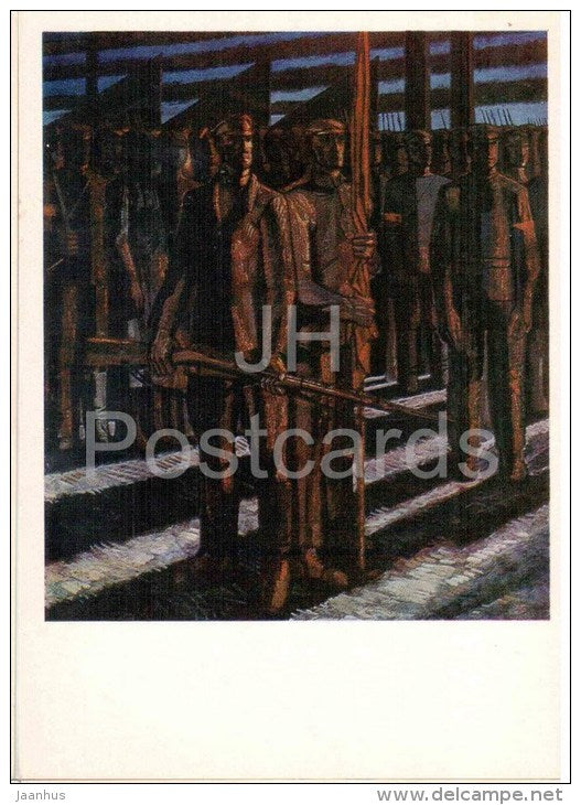 painting by E. Iltner - On the eve , 1969 - revolution - latvian art - unused - JH Postcards