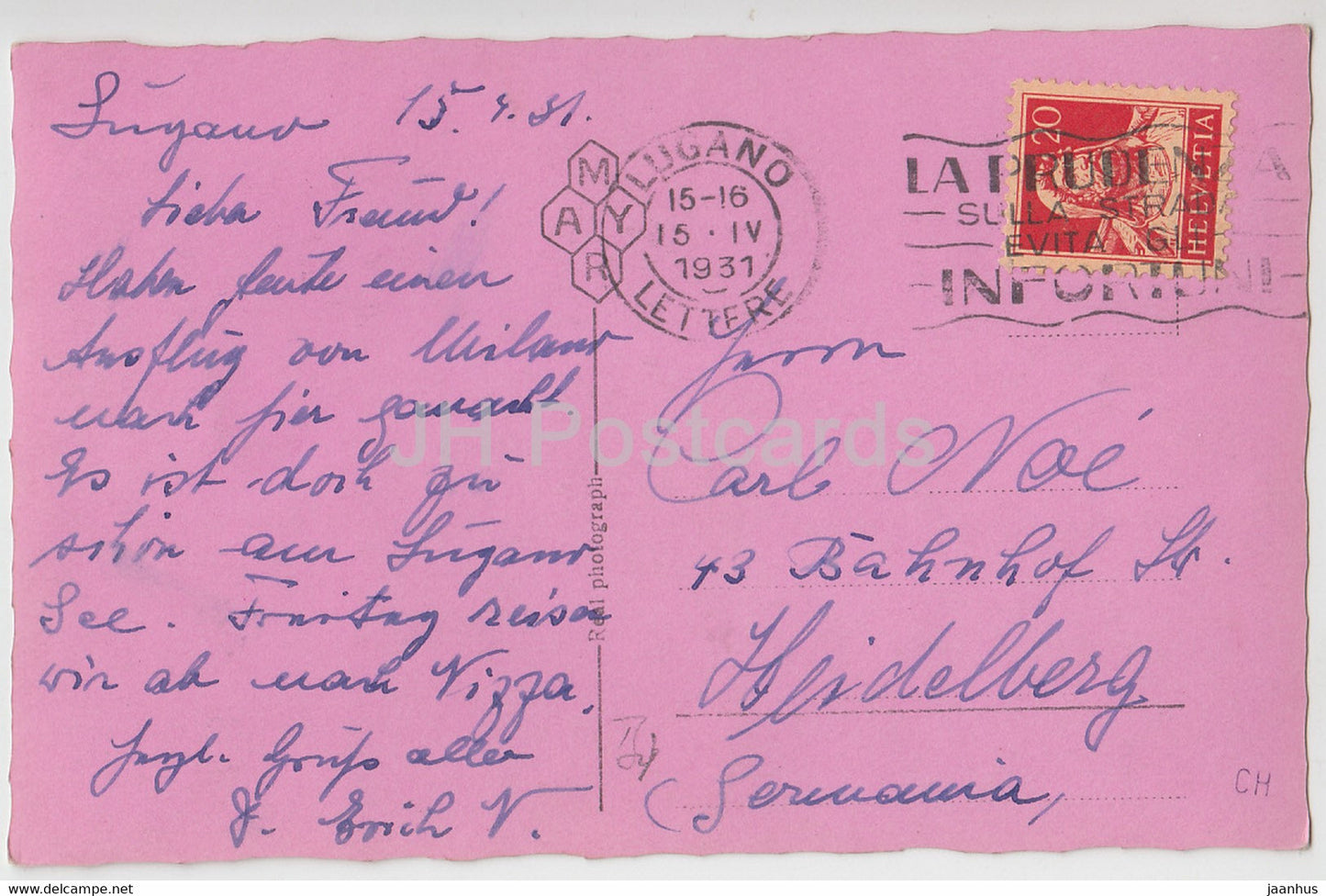 Lago di Lugano - Morcole - 42 - alte Postkarte - 1931 - Schweiz - gebraucht