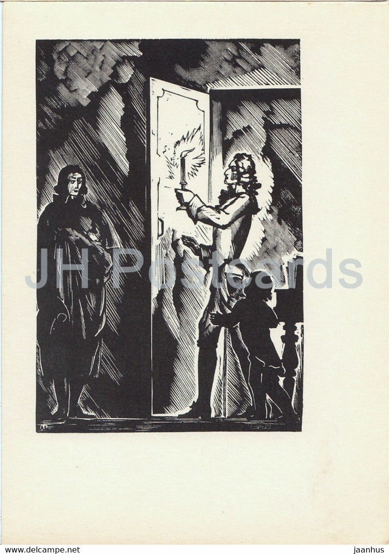 illustration by Kravchenko - Mozart and Salieri by Pushkin - 1962 - Russia USSR - unused - JH Postcards
