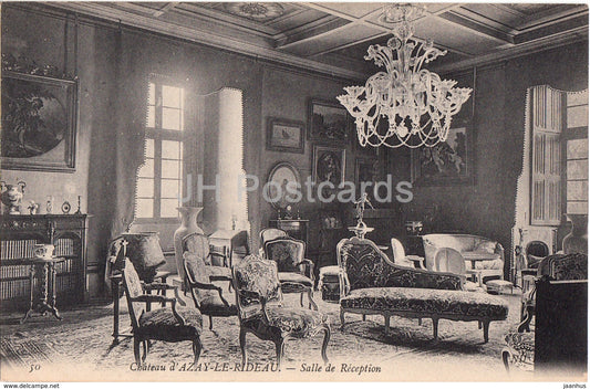 Chateau d' Azay Le Rideau - Salle de Reception - castle - 50 - old postcard - France - unused