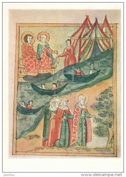 Peter and Fevronia sail on the river Oka - miniature - The Tale of Peter and Fevronia - 1971 - Russia USSR - unused - JH Postcards