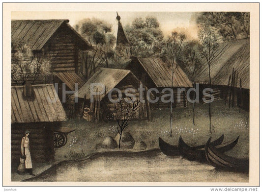 illustration by K. Sokolov - Karelia - In the Land of Unfrightened Birds by M. Prishvin - 1979 - Russia USSR - unused - JH Postcards