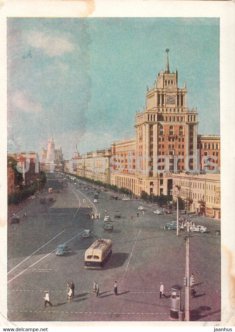Moscow - Bolshaya Sadovaya street - trolleybus - postal stationery - 1959 - Russia USSR - used - JH Postcards