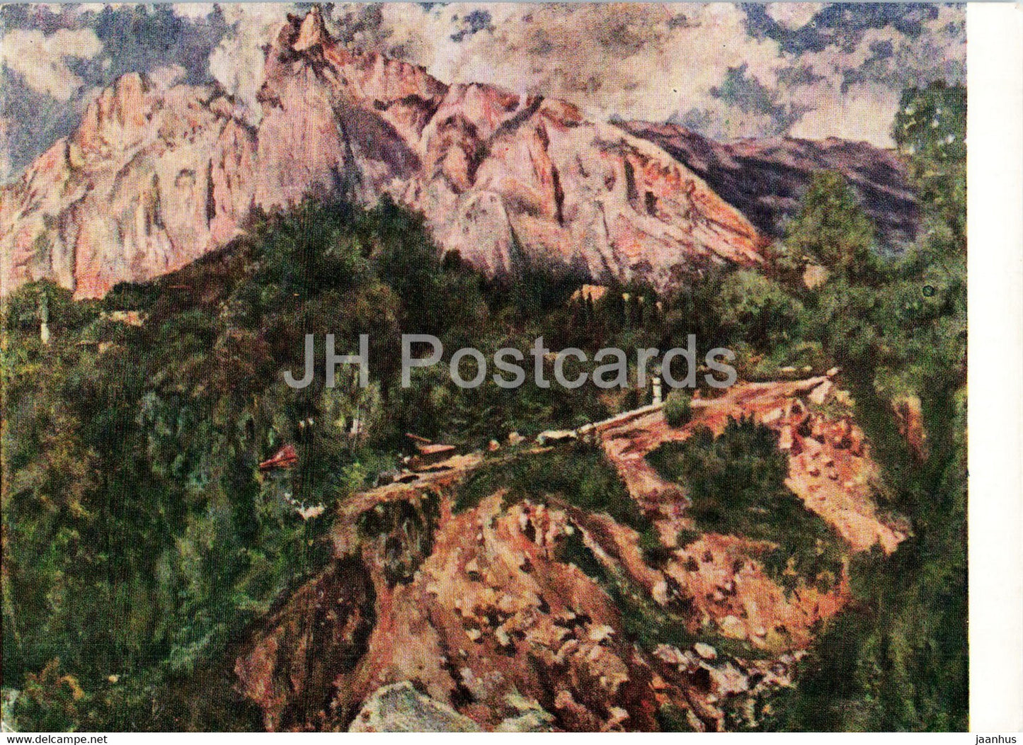 painting by A. Lentulov - Ay Petri mountain - Crimea - Russian art - 1961 - Russia USSR - unused - JH Postcards