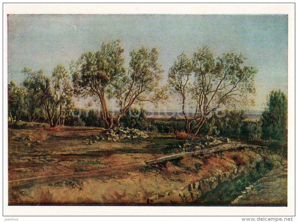 painting by A. Ivanov - Oliva at the cemetery in Albano . New Month - russian art - unused - JH Postcards