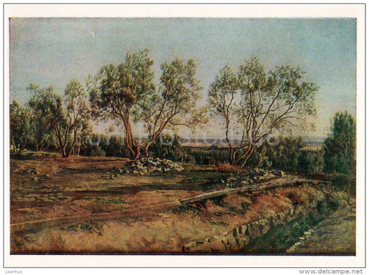 painting by A. Ivanov - Oliva at the cemetery in Albano . New Month - russian art - unused - JH Postcards
