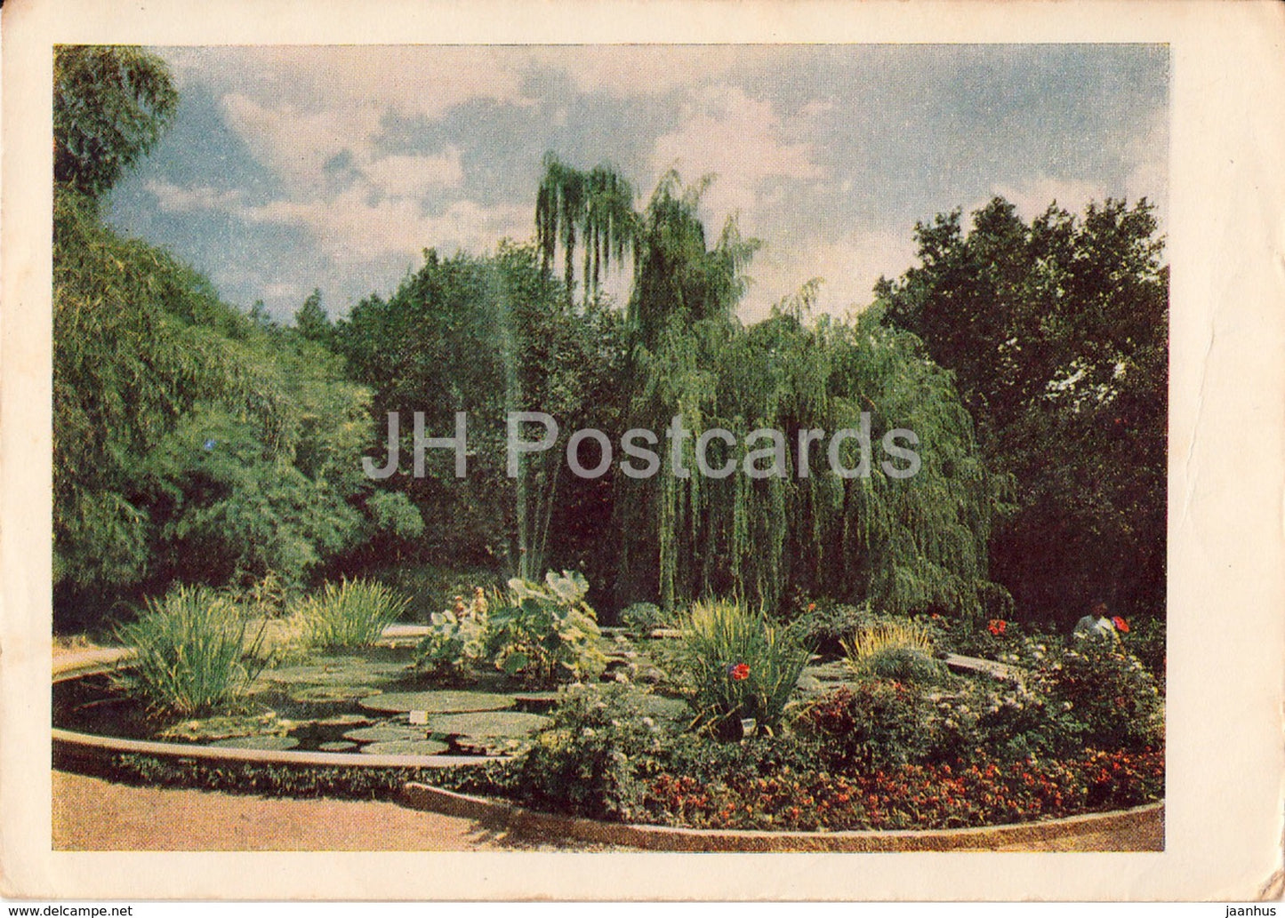 The Pool in the Nikitsky Botanical Gardens - Crimea - 1956 - Ukraine USSR -  used - JH Postcards