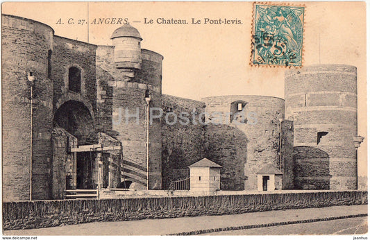 Angers - Le Chateau - Le Pont Levis - castle - 27 - 1904 - old postcard - France - used - JH Postcards