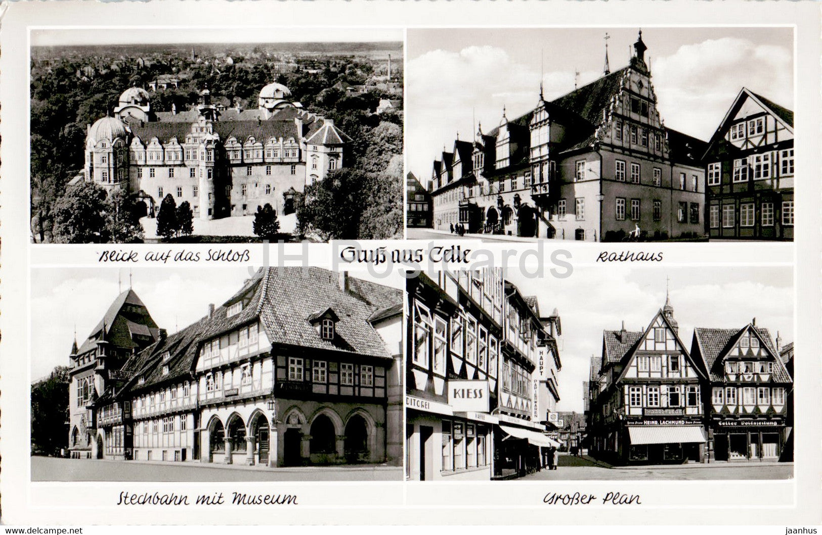 Gruss aus Celle - Schloss - Rathaus - Stechbahn mit Museum - Grosser Plan - old postcard - Germany - unused - JH Postcards
