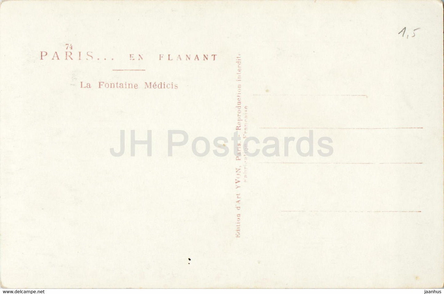Paris en Flanant - La Fontaine Médicis - fontaine - 74 - carte postale ancienne - France - inutilisée