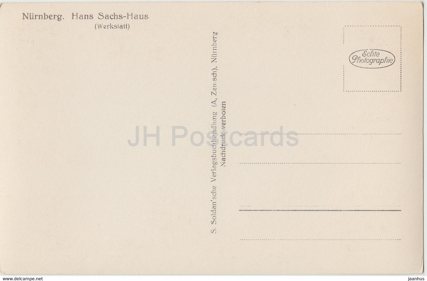 Nurnberg - Hans Sachshaus - Werkstatt - old postcard - Germany - unused