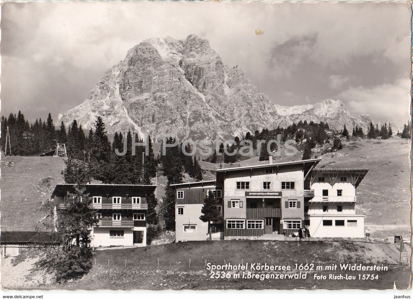 Sporthotel Korbersee 1662 m mit Widderstein 2536 m i Bregenzerwald - Austria - used - JH Postcards