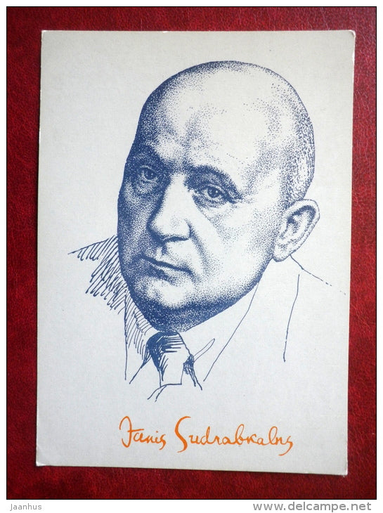 Latvian poet Janis Sudrabkalns - 1987 - Latvia USSR - unused - JH Postcards