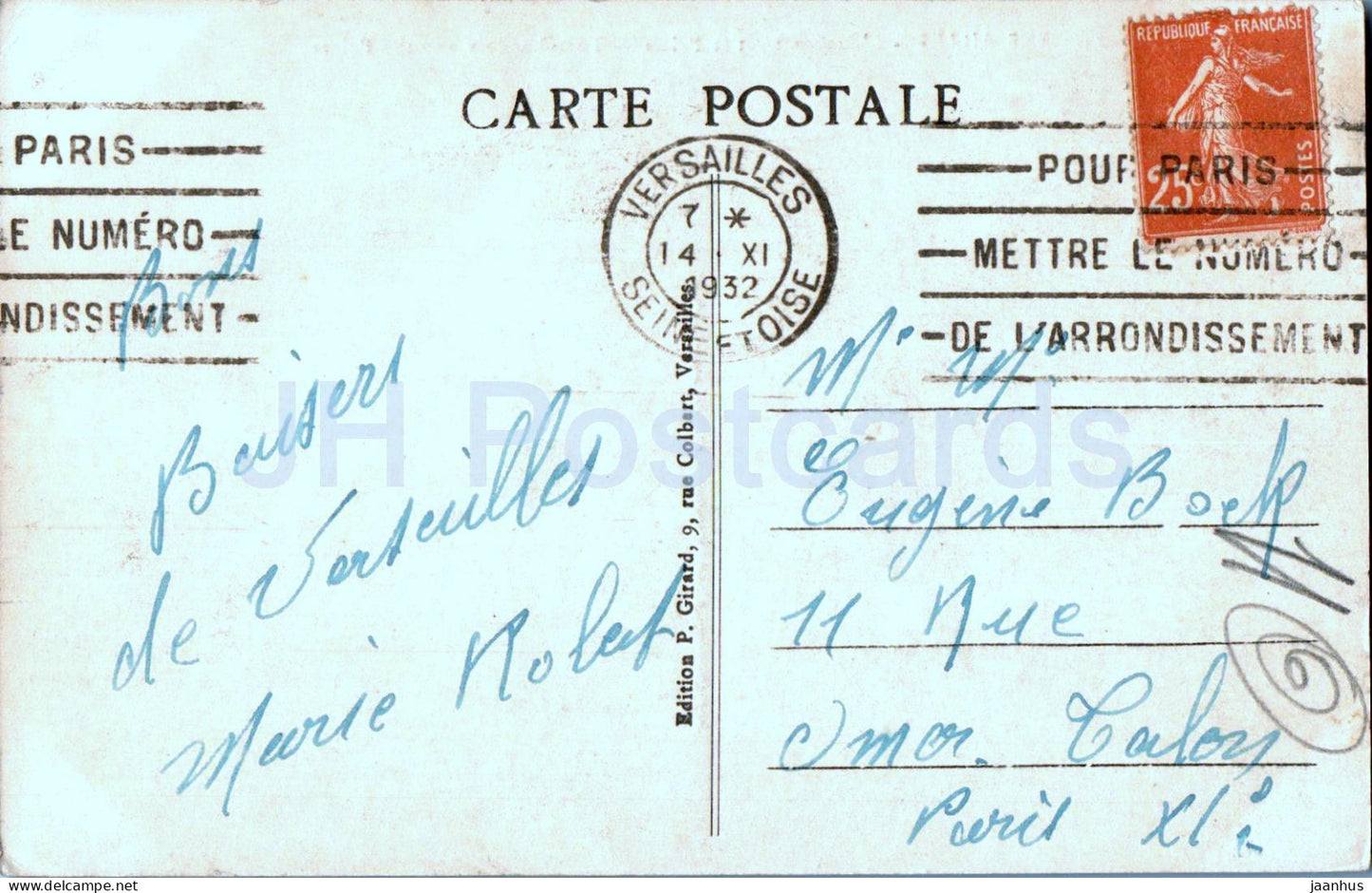 Versailles - L'Orangerie et le Palais - Die Orangerie und das Schloss - 14 - alte Postkarte - 1932 - Frankreich - gebraucht 