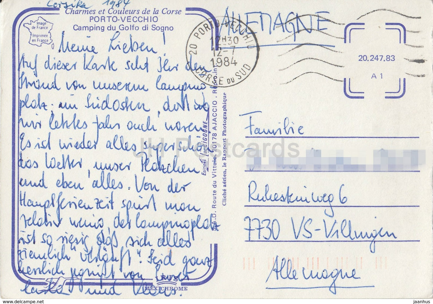 Porto-Vecchio - Camping du Golfo di Sogno - plage - France - 1984 - occasion