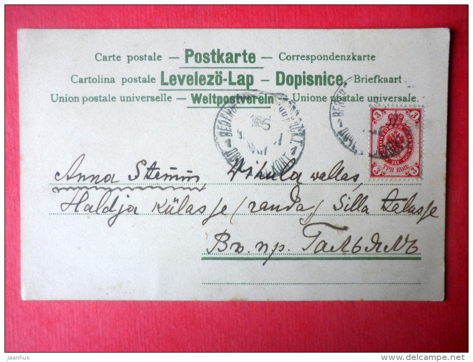 christmas greeting card - angel - violin - M.S.i.B. 12957 - circulated in Imperial Russia Estonia 1900s - JH Postcards