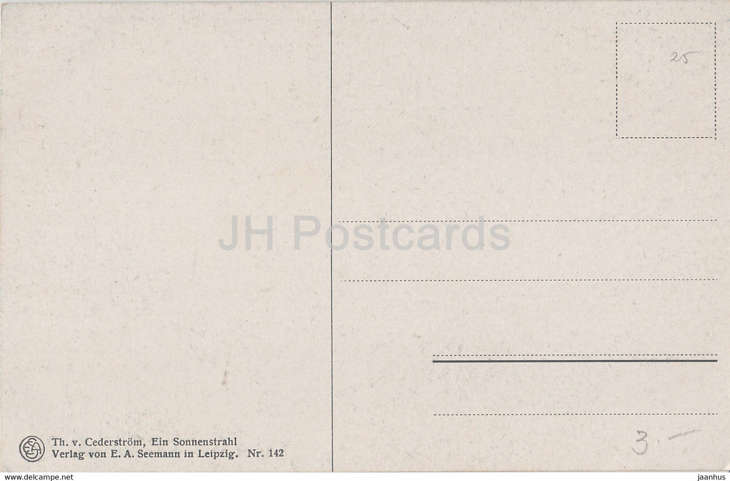 peinture de Th v Cederstrom - Ein Sonnenstrahl - moine - 142 - Art allemand - carte postale ancienne - Allemagne - inutilisé