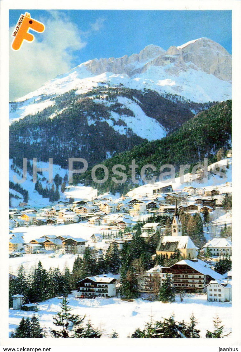 Val di Fassa - Vigo - Panorama verso la Roda di Vael - 1998 - Italy - used - JH Postcards