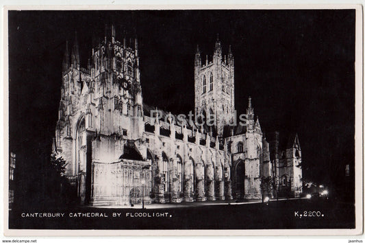 Canterbury Cathedral by Floodlight  - K.2200 - 1952 - United Kingdom - England - used - JH Postcards