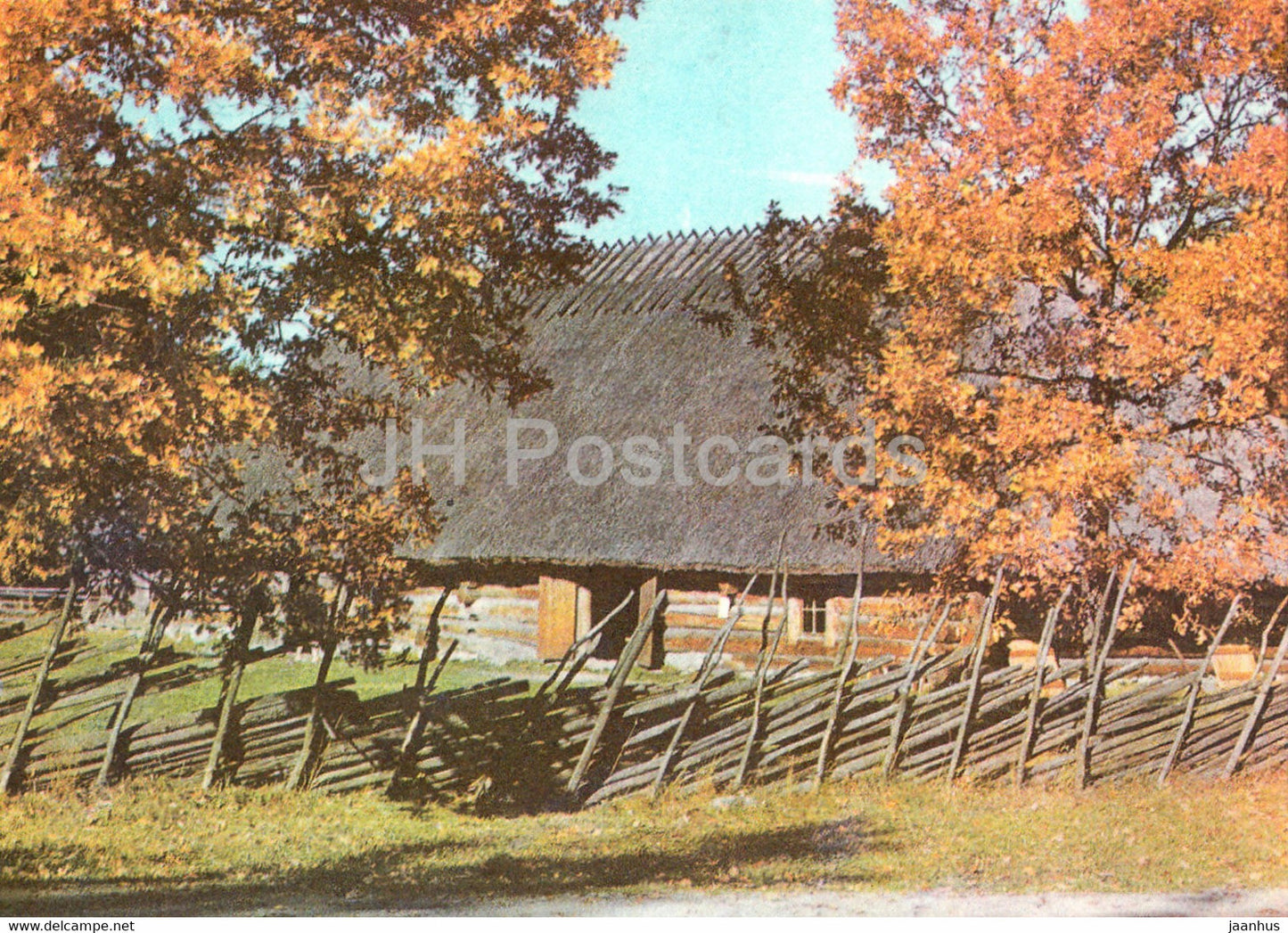Estonian Open Air Museum - A West Estonian Cottage cum threshing barn - 1977 - Estonia USSR - unused - JH Postcards