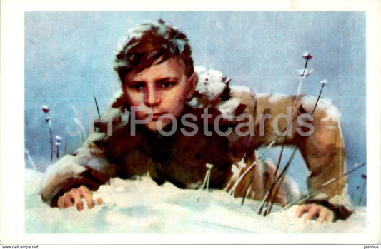 Pioneers Heroes - Seryezha Kornilov - boy - illustration by I. Suschenko - 1971 - Russia USSR - unused - JH Postcards