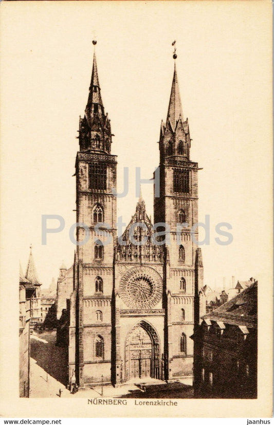 Nurnberg - Nuremberg - Lorenzkirche - church - W. H. D. 2762 - old postcard - Germany - unused - JH Postcards