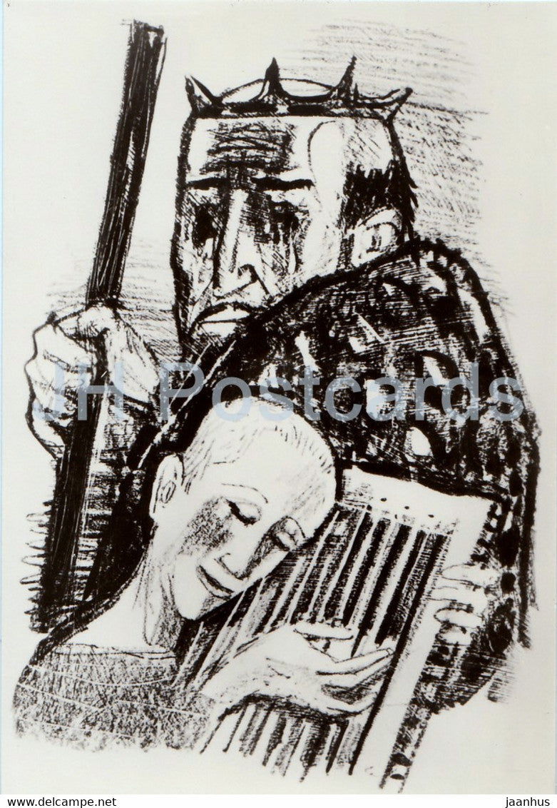 painting by Otto Dix - David spielt vor Saul - German art - Germany DDR - unused - JH Postcards