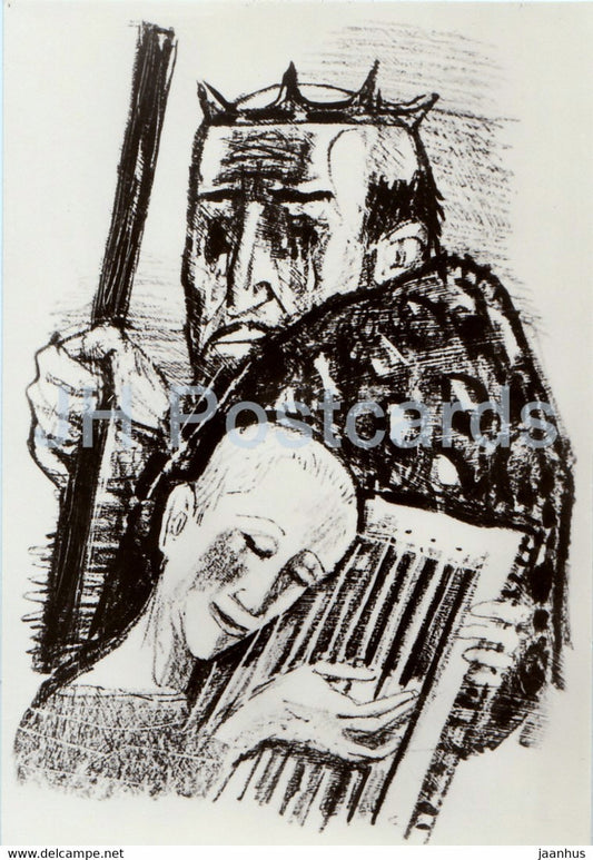 painting by Otto Dix - David spielt vor Saul - German art - Germany DDR - unused - JH Postcards