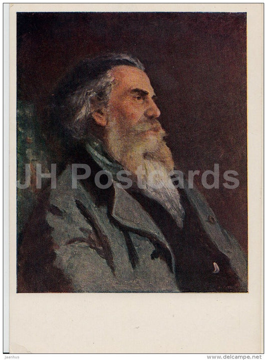 painting  by I. Repin - Portrait of artist A. Bogolyubov , 1882 - Russian art - 1954 - Russia USSR - unused - JH Postcards