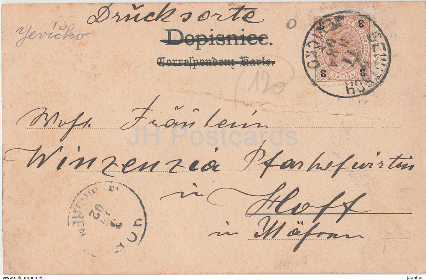 Z Jevicka - Jevicko - aus Jewitsch - 1902 -old postcard - Czech Republic - used