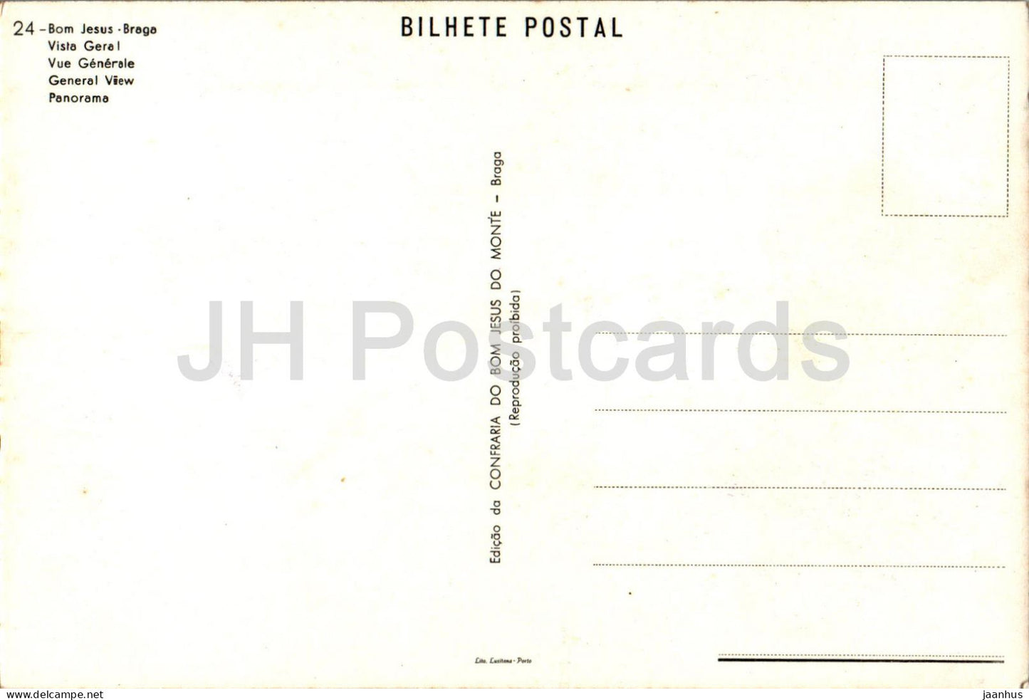 Braga - Bom Jesus - Vista Geral - Vue générale - 24 - Potugal - inutilisé 