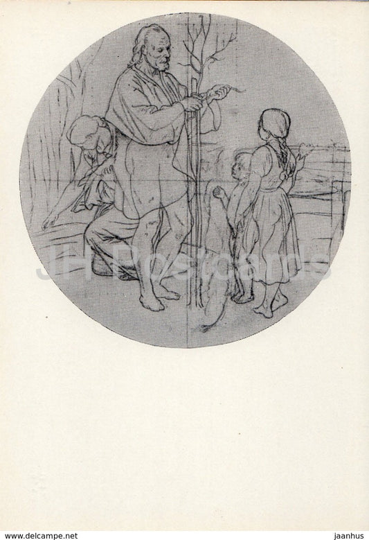 Painting by Josef Manes - April . From clock face of Prague City Hall . Sketch - Czech art - 1971 - Russia USSR - unused - JH Postcards