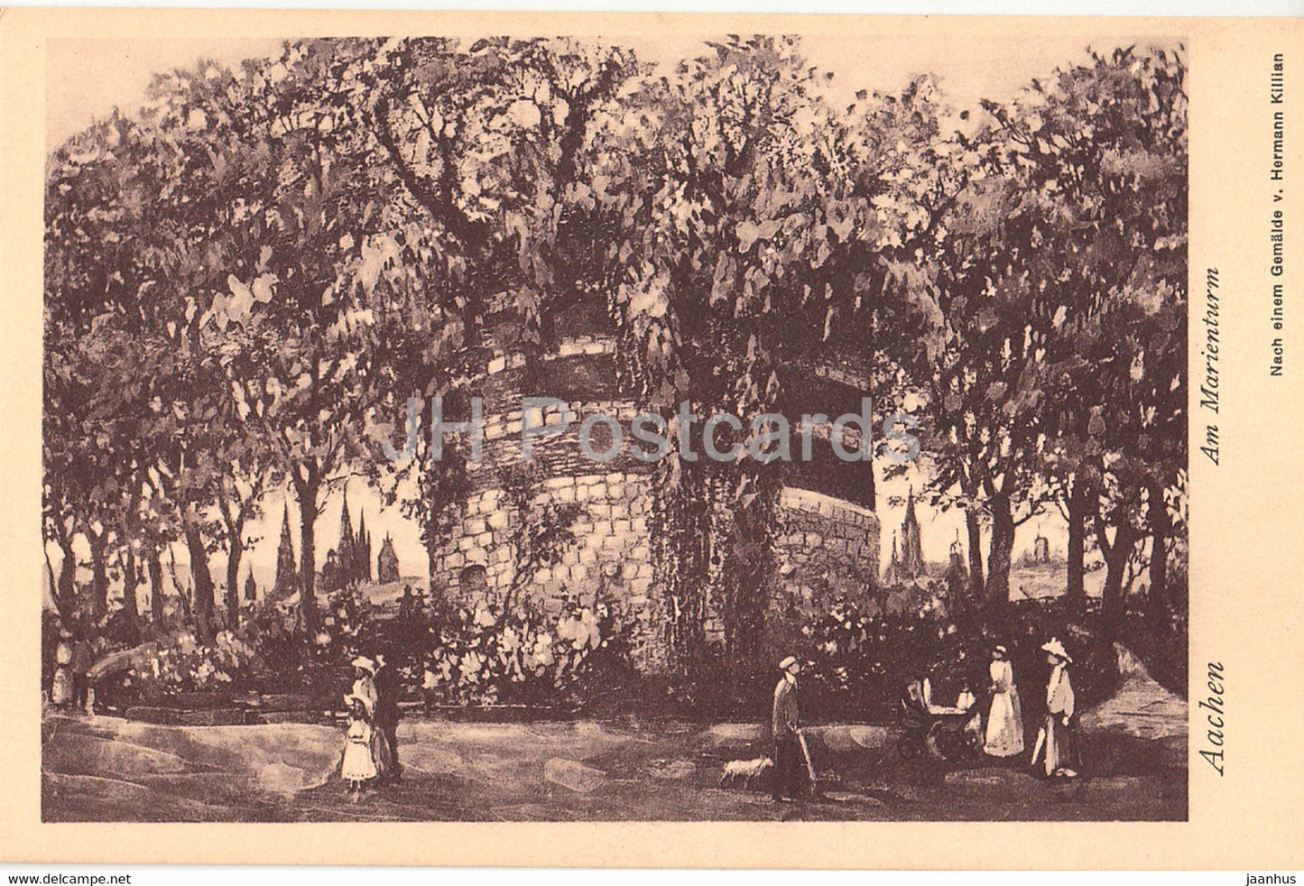 Aachen - Am Marienturm - Gemalde v Hermann Killian - old postcard - Germany - unused - JH Postcards