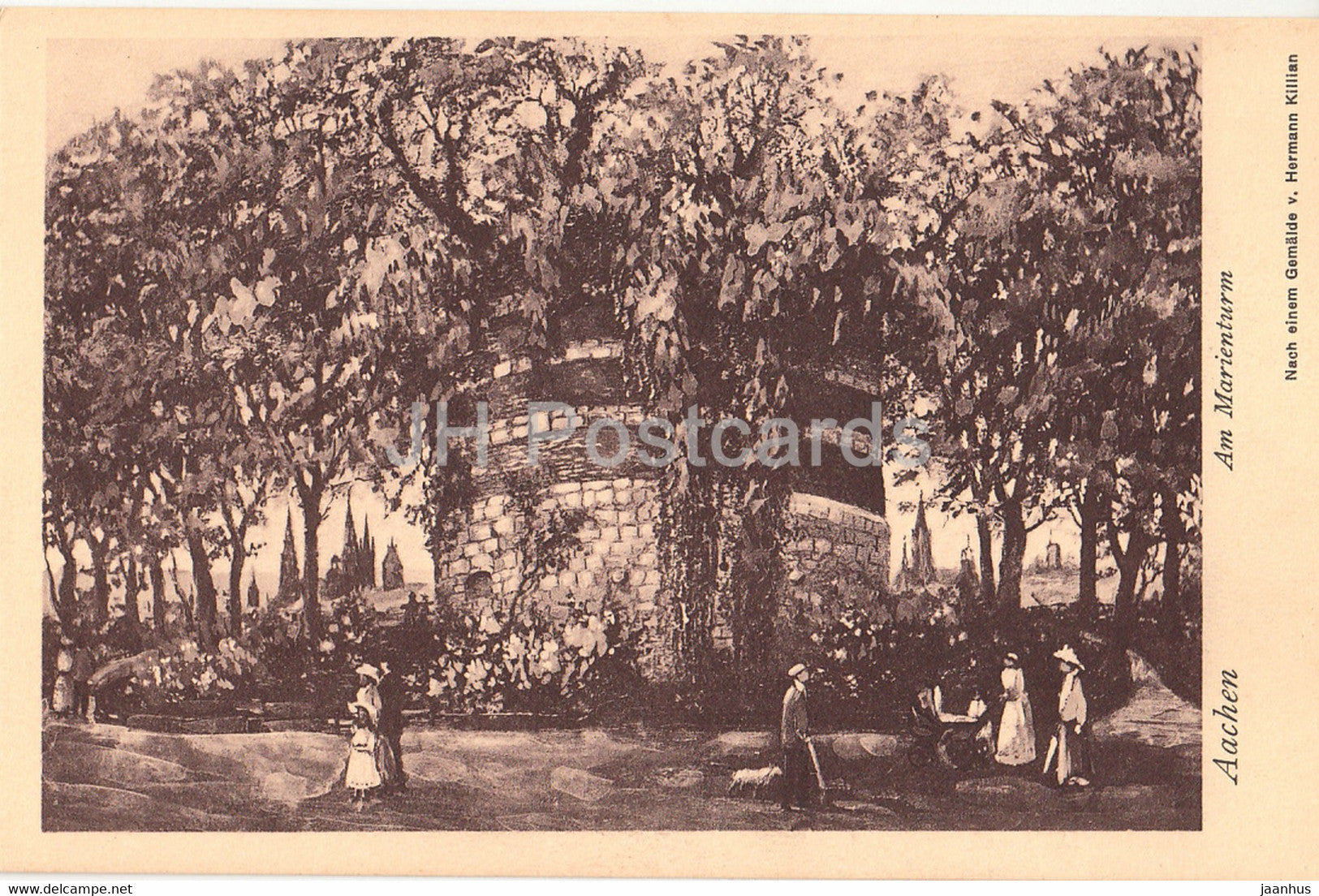 Aachen - Am Marienturm - Gemalde v Hermann Killian - old postcard - Germany - unused - JH Postcards