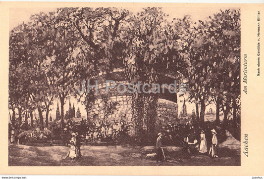 Aachen - Am Marienturm - Gemalde v Hermann Killian - old postcard - Germany - unused - JH Postcards