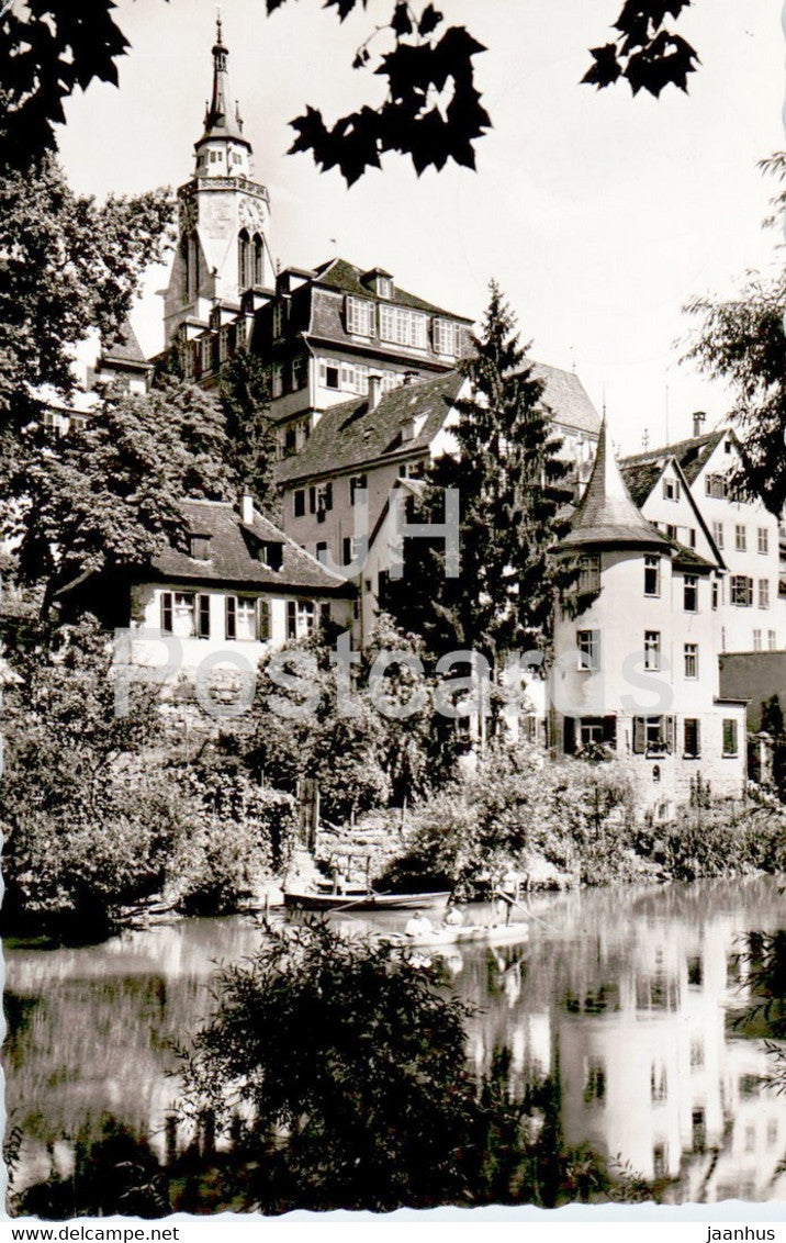 Universitatsstadt Tubingen - Neckar mit Holderlinturm und Alter Aula - old postcard - 1957 - Germany - used - JH Postcards