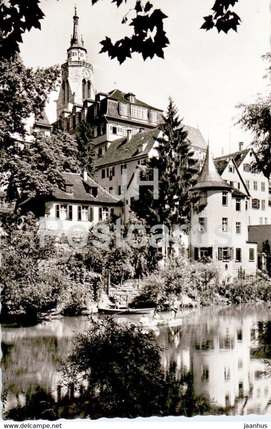 Universitatsstadt Tubingen - Neckar mit Holderlinturm und Alter Aula - old postcard - 1957 - Germany - used - JH Postcards