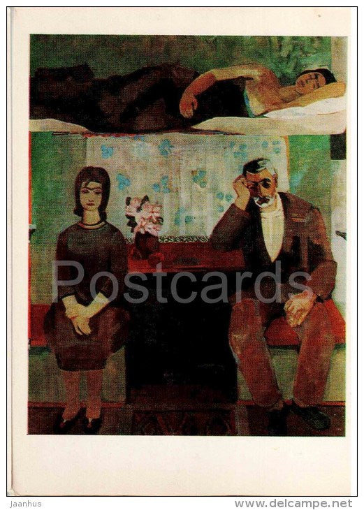 painting by Minas Avetisian - In the Coach , 1966-67 - armenian art - unused - JH Postcards
