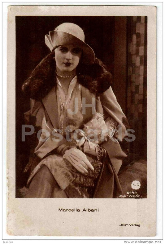 Marcella Albani - movie actress - film - hat - 5444 - old postcard - Germany - unused - JH Postcards